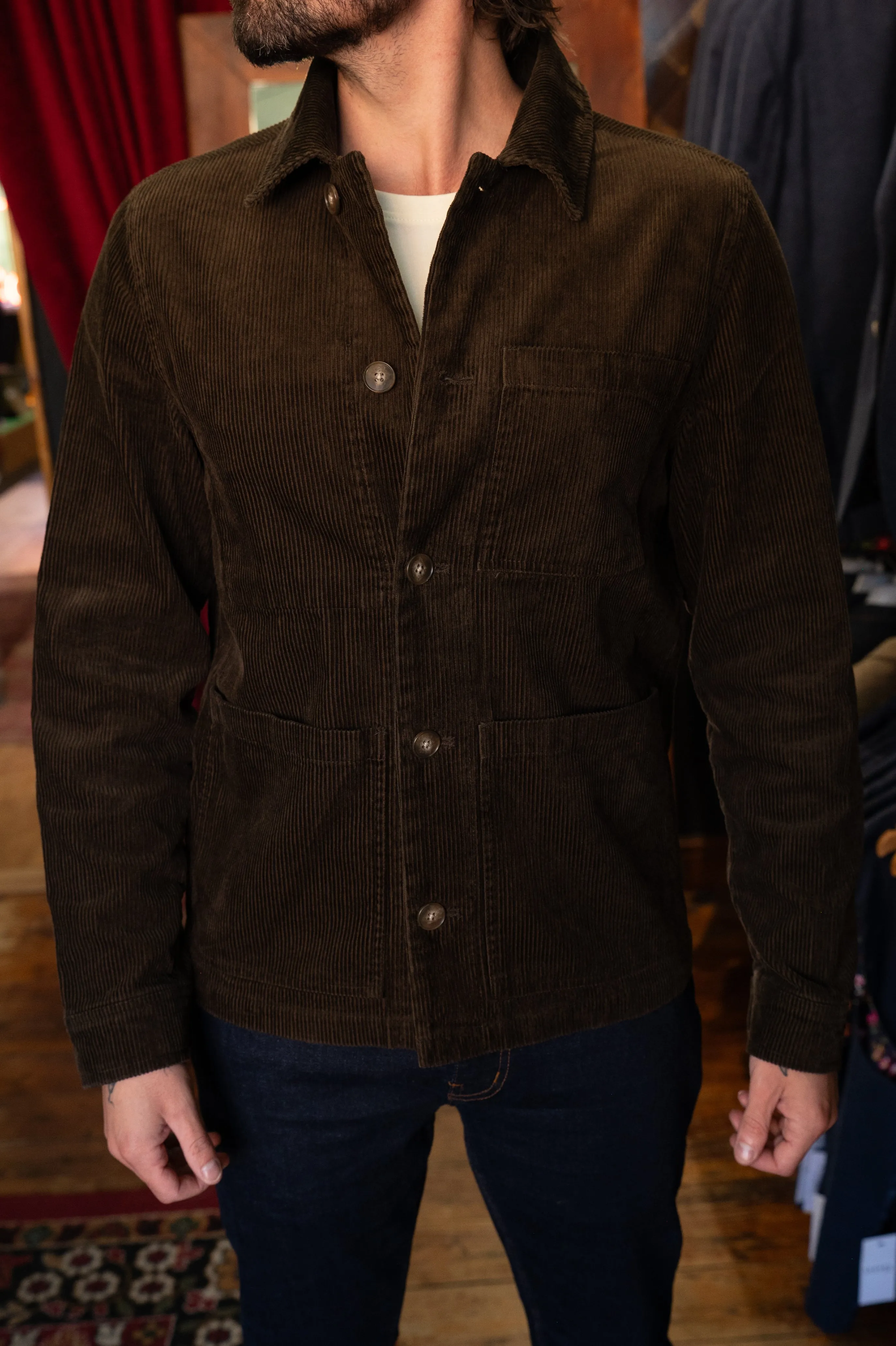 Acid Washed Cord Jacket Casual Look