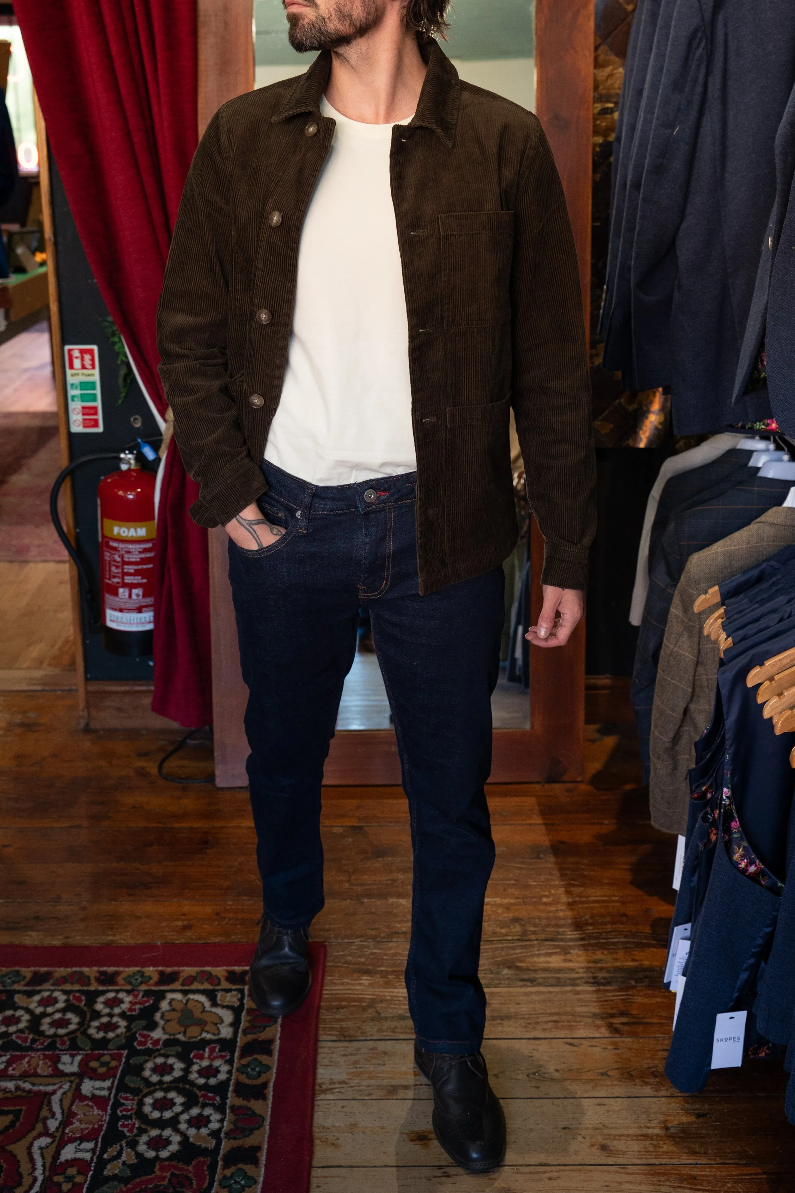 Acid Washed Cord Jacket Casual Look