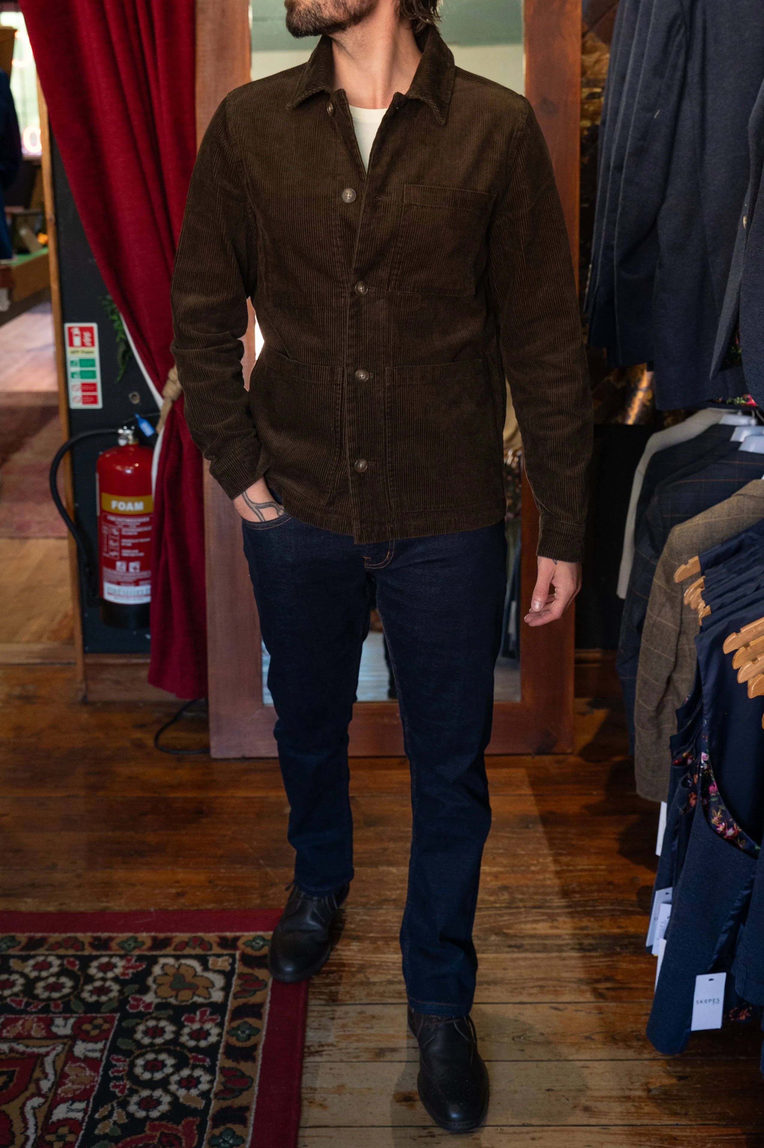 Acid Washed Cord Jacket Casual Look