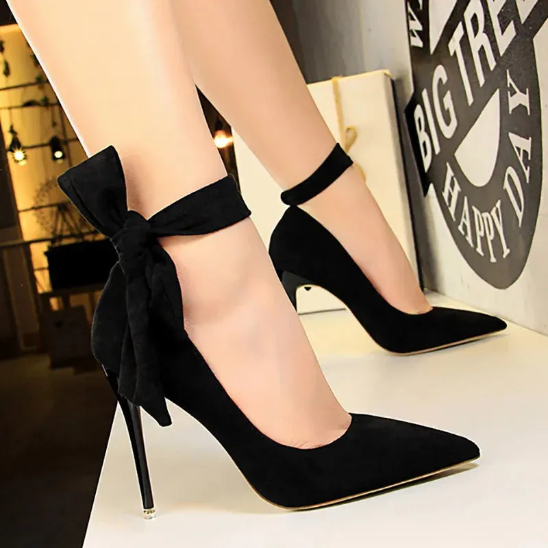 Basic Bow-Knot Pumps High Heels Stiletto for Ladies