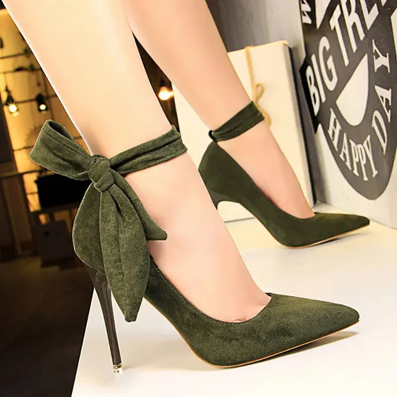 Basic Bow-Knot Pumps High Heels Stiletto for Ladies