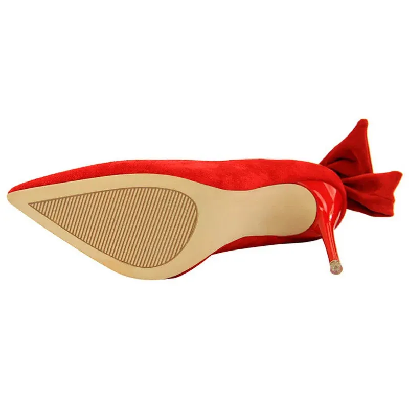 Basic Bow-Knot Pumps High Heels Stiletto for Ladies
