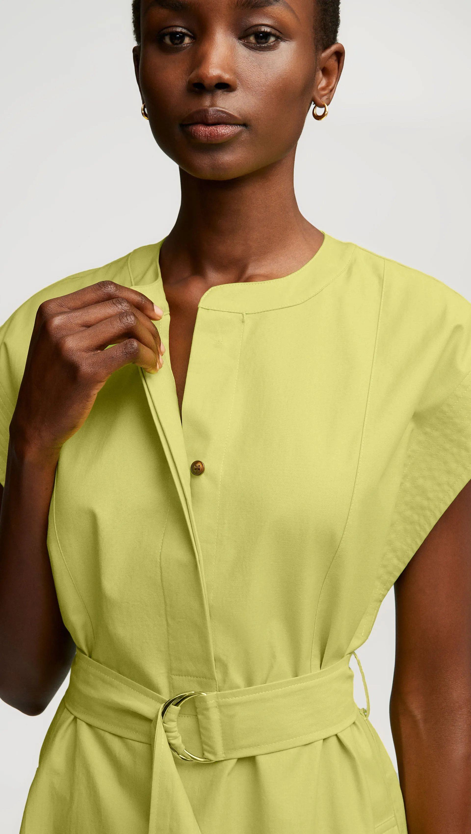 Bib Dress in Cotton Twill | Avocado