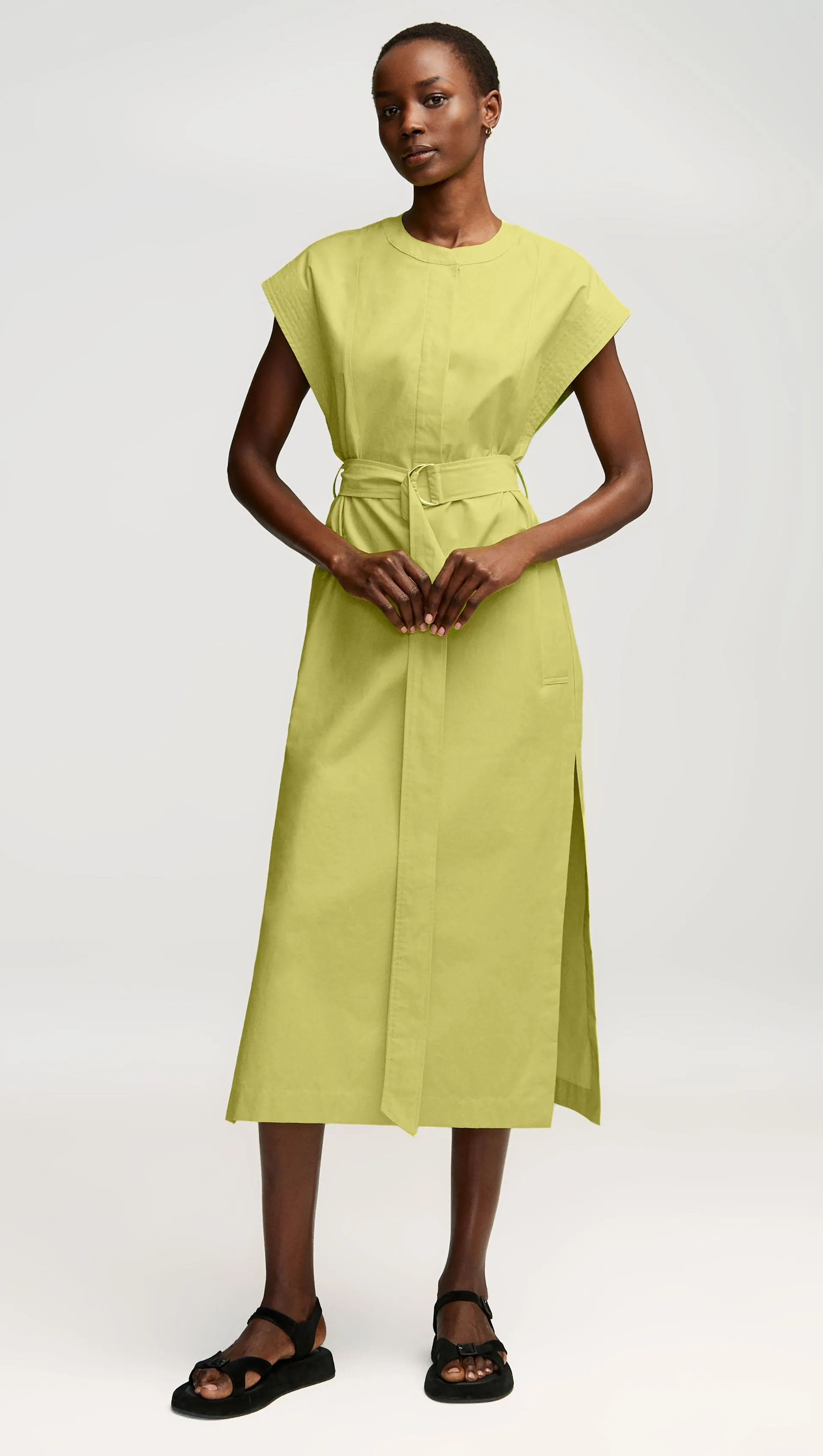 Bib Dress in Cotton Twill | Avocado