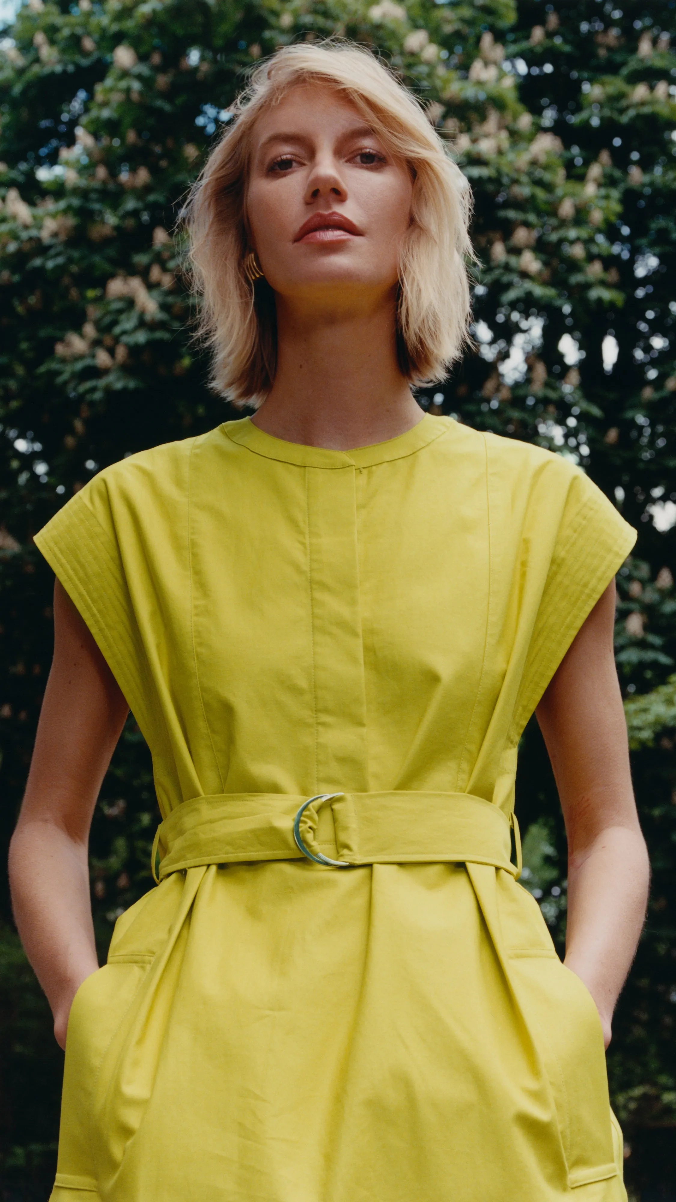 Bib Dress in Cotton Twill | Avocado