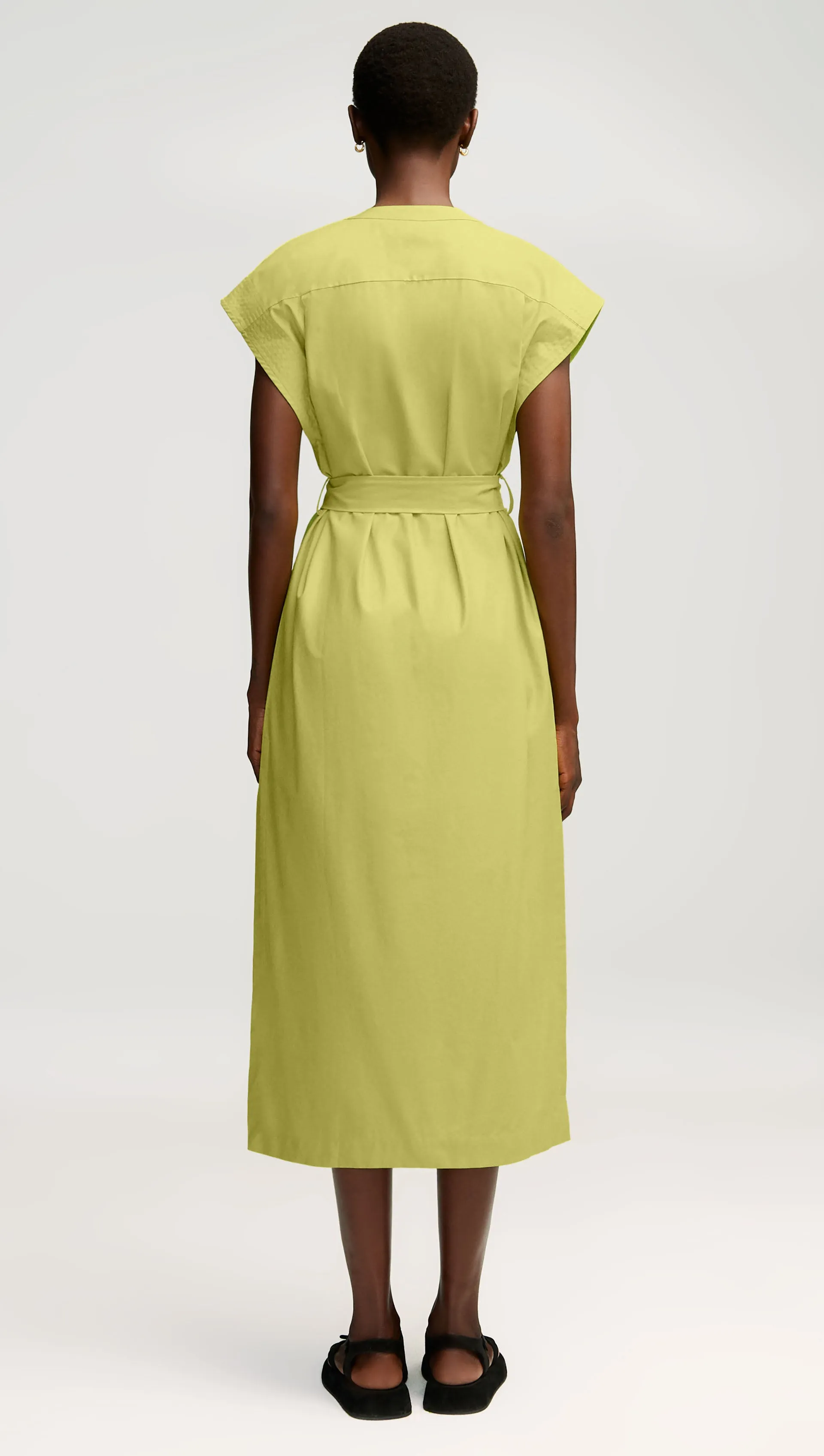 Bib Dress in Cotton Twill | Avocado