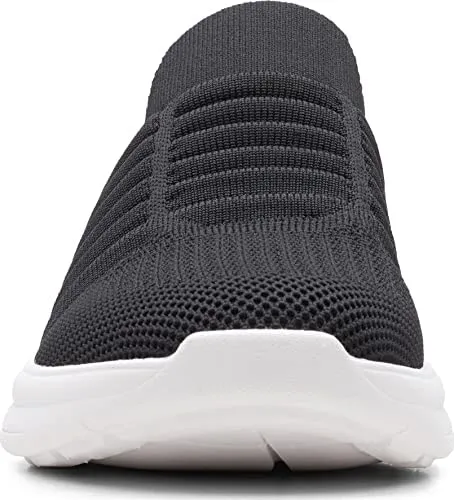 Clarks Ezera Black White Textile Walk Slip-On Cloud Steppers Flat Fashion Sneakers