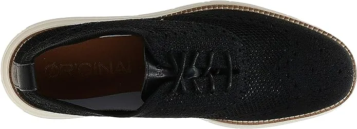 Cole Haan Mens Original Grand Knit Wing TIP II Black/Ivory Lace Up Sneakers