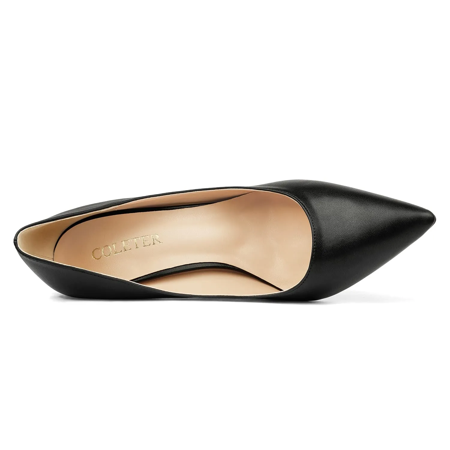 COLETER Fashion High Heel Pointy Toe Dress Shoes Slip on Stiletto Pointy Toe Pumps