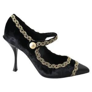 Dolce & Gabbana Elegant Velvet Patent Embroidered Pumps