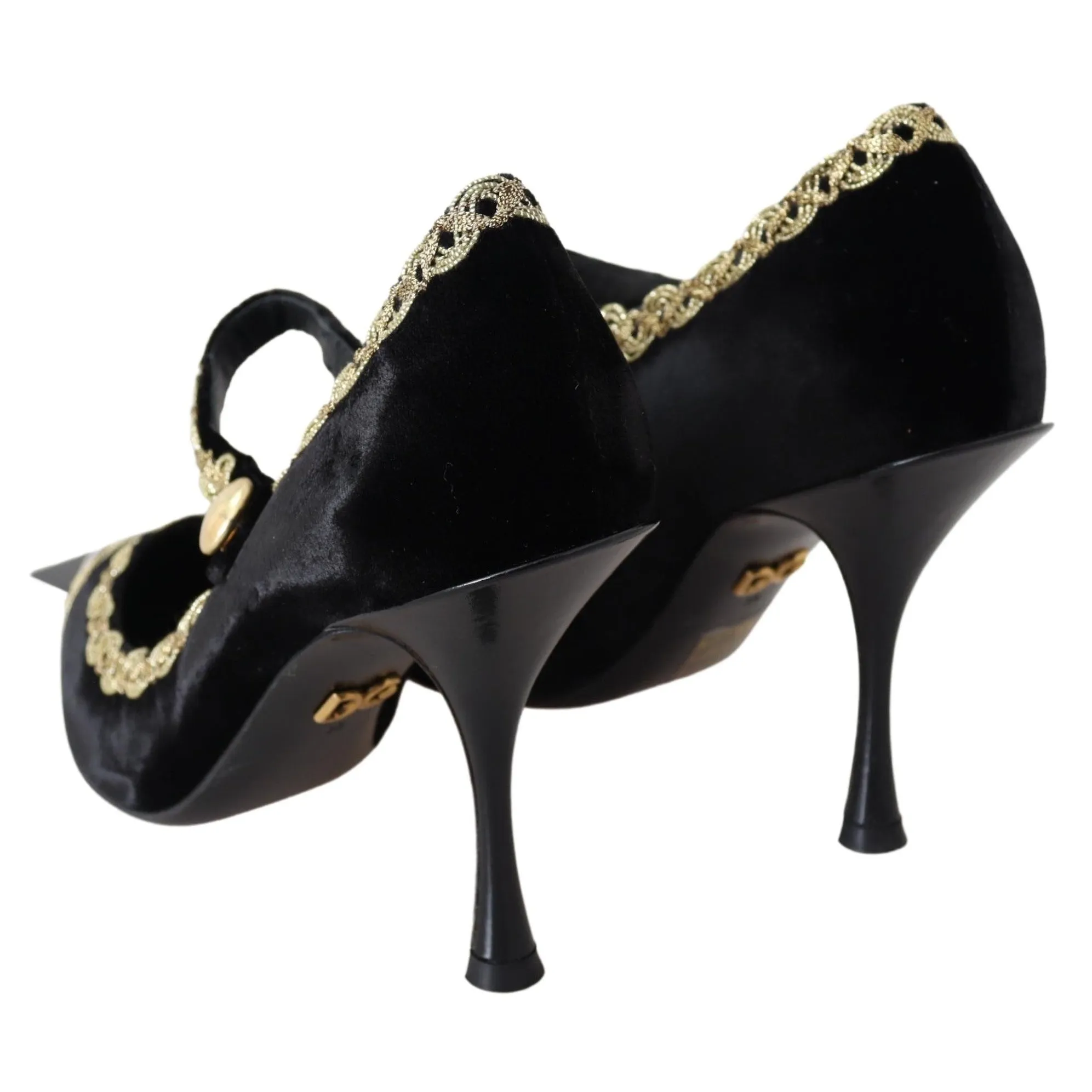 Dolce & Gabbana Elegant Velvet Patent Embroidered Pumps