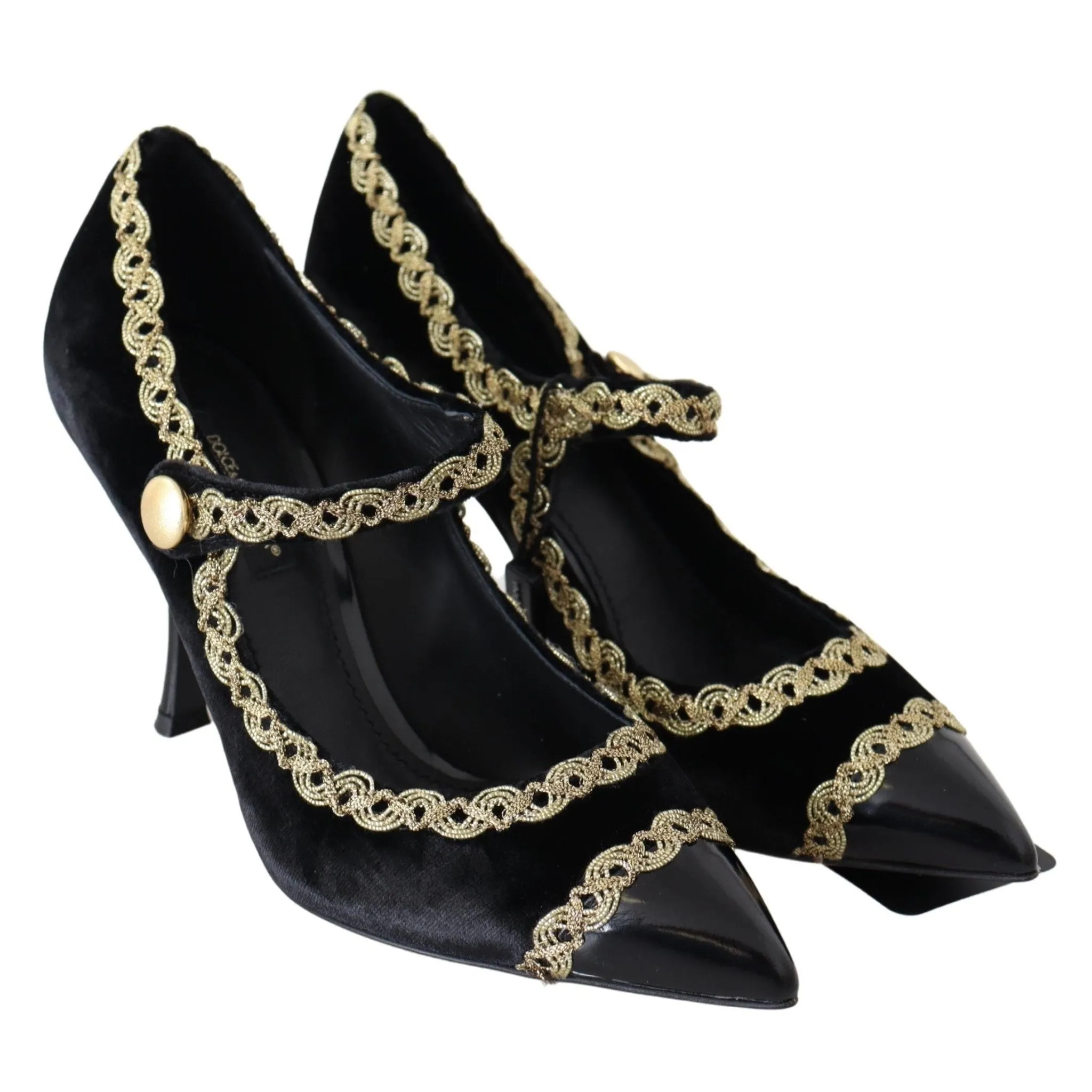 Dolce & Gabbana Elegant Velvet Patent Embroidered Pumps