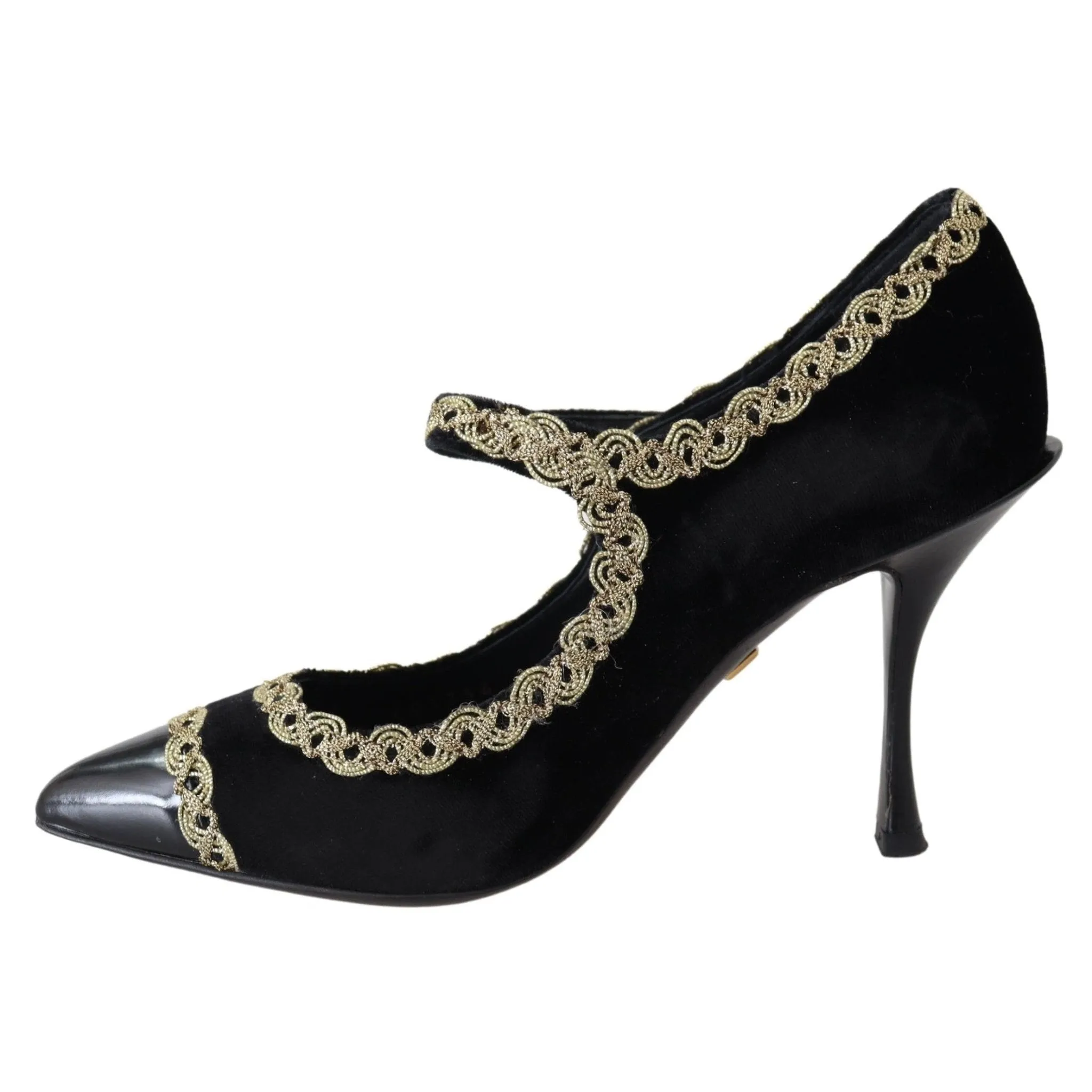 Dolce & Gabbana Elegant Velvet Patent Embroidered Pumps