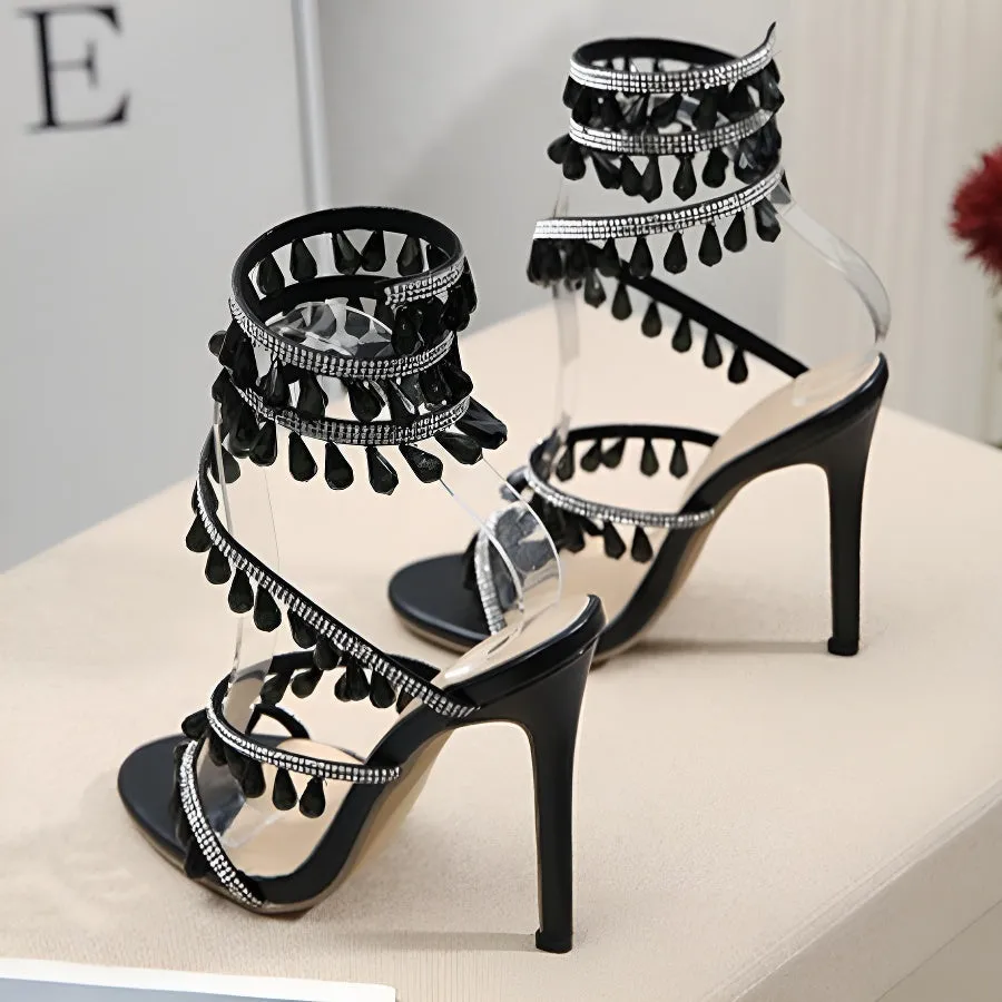 Exquisite Two-Color Rhinestone Sandals