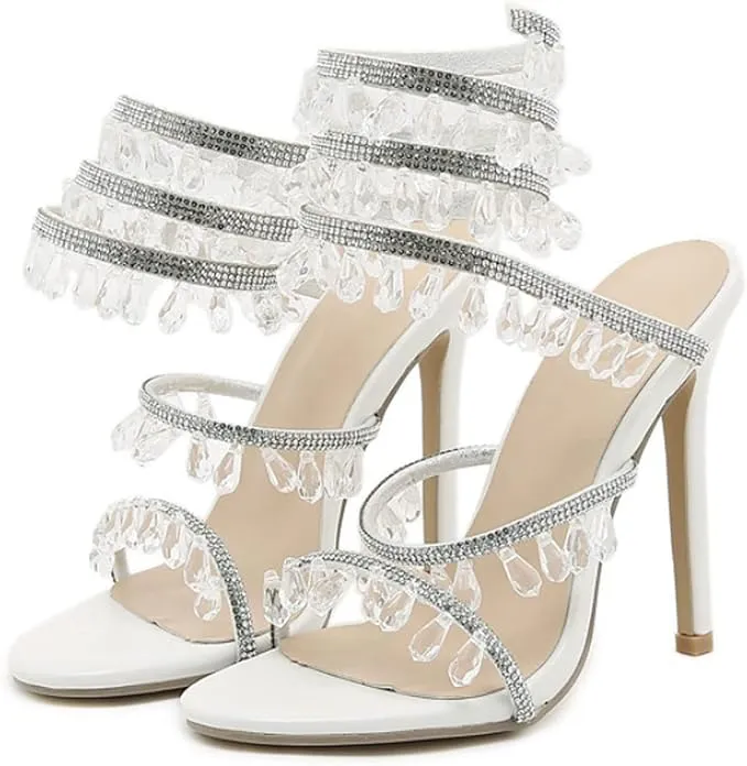 Exquisite Two-Color Rhinestone Sandals
