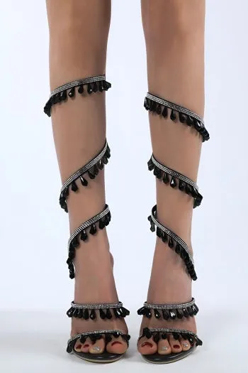 Exquisite Two-Color Rhinestone Sandals