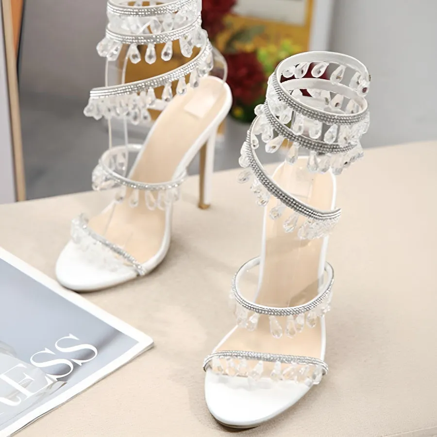 Exquisite Two-Color Rhinestone Sandals