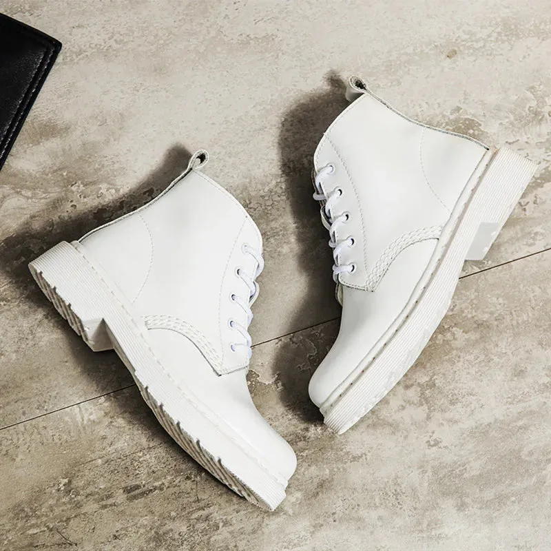 Genuine Leather Punk Ankle Boots