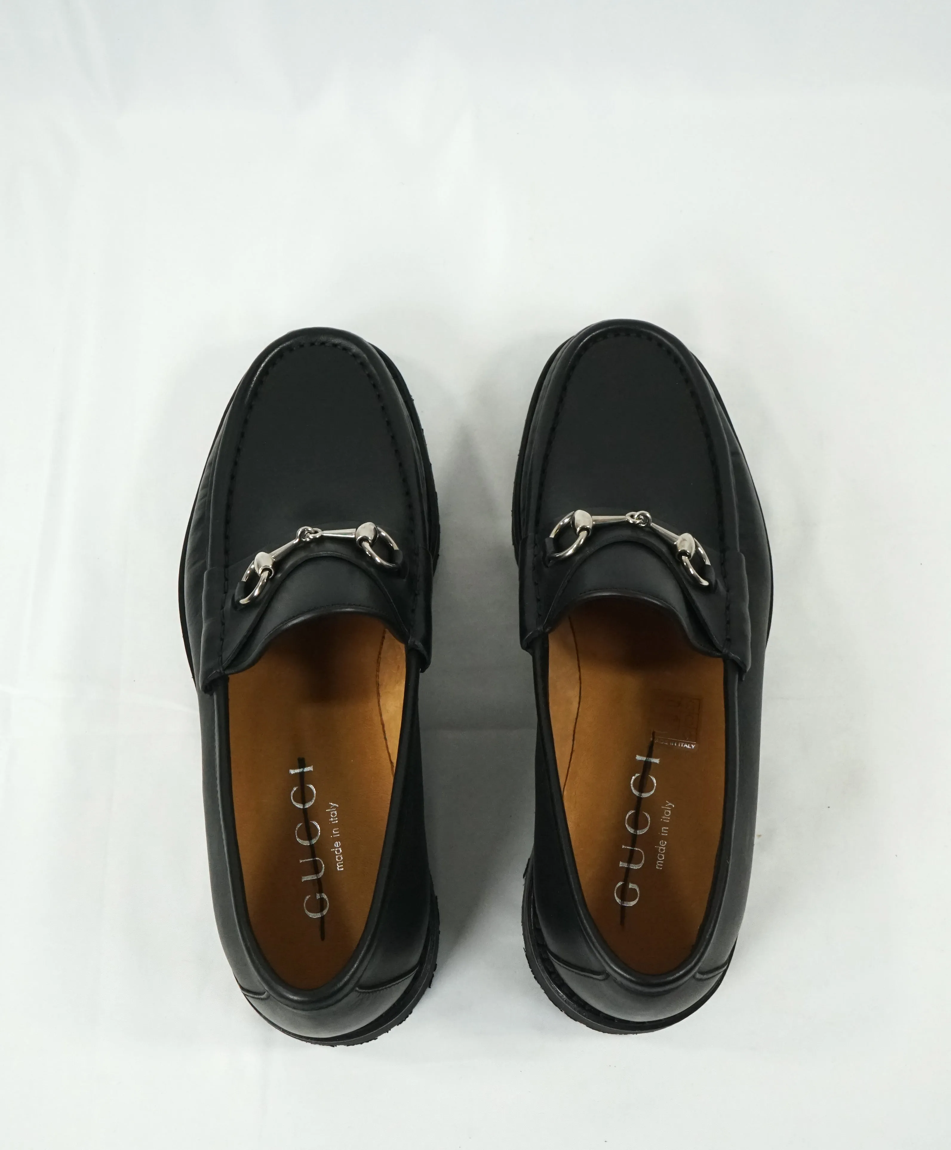 GUCCI - Horse-bit Lug Sole Loafers Black Iconic Style - 10