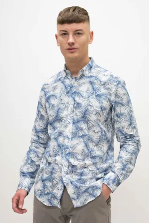Guide London Blue & White Palm Tree Shirt
