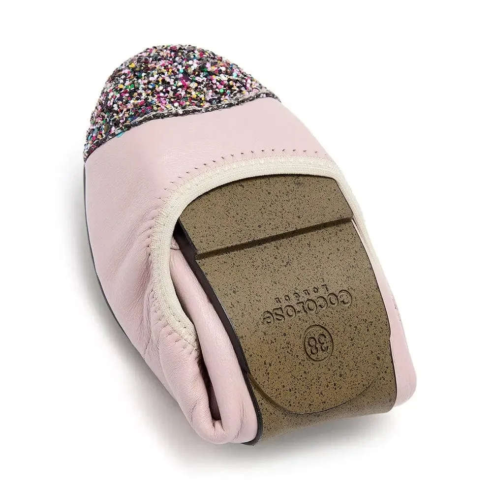 Harrow - Pastel Pink Glitter Toe Leather Flats