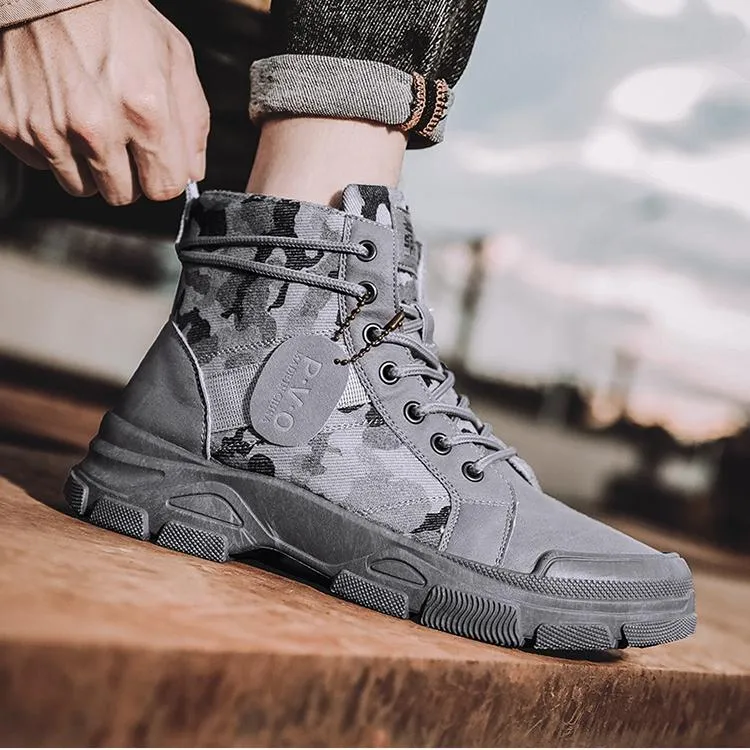 High cut camo boots for men | Front lace destert combat boots