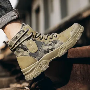 High cut camo boots for men | Front lace destert combat boots