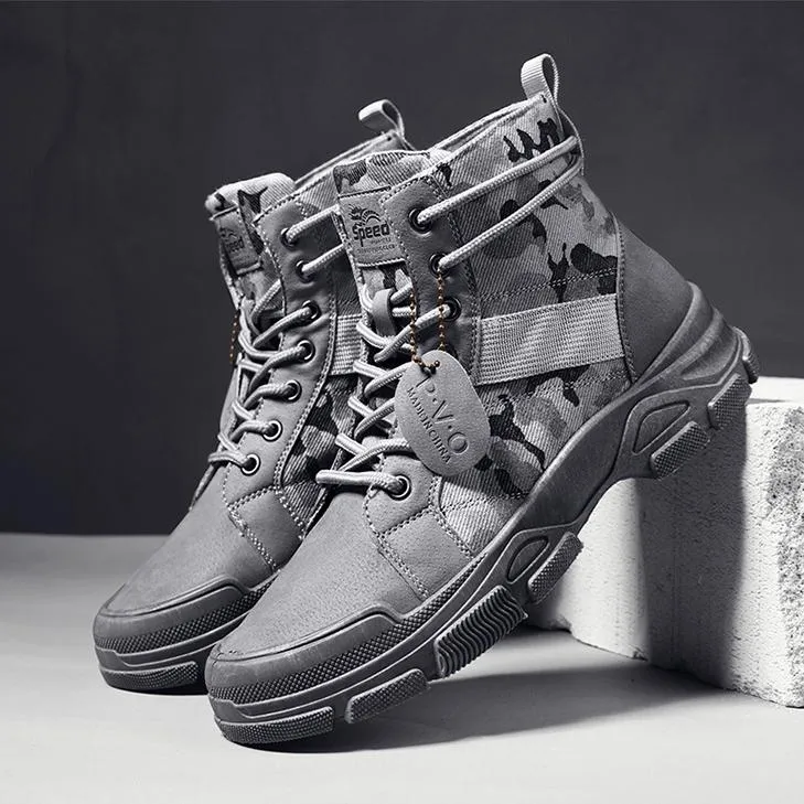 High cut camo boots for men | Front lace destert combat boots