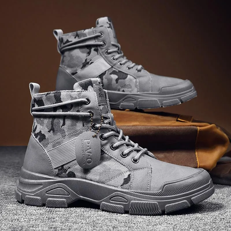 High cut camo boots for men | Front lace destert combat boots