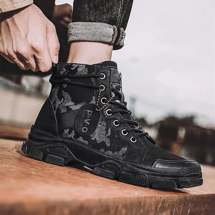 High cut camo boots for men | Front lace destert combat boots