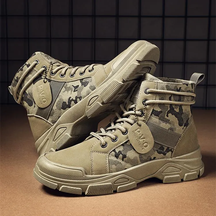 High cut camo boots for men | Front lace destert combat boots