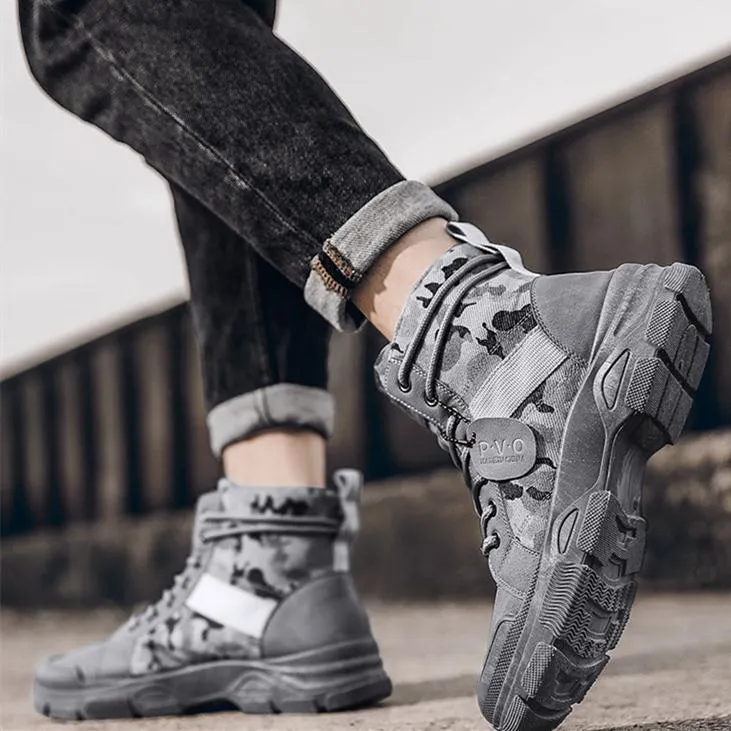 High cut camo boots for men | Front lace destert combat boots