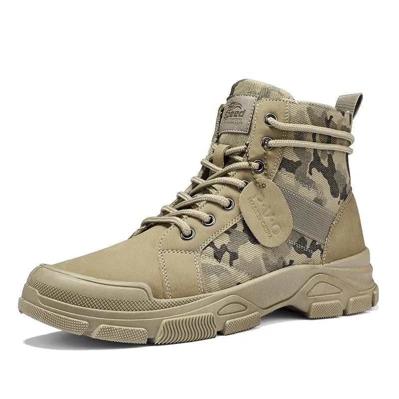 High cut camo boots for men | Front lace destert combat boots