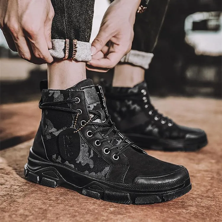 High cut camo boots for men | Front lace destert combat boots