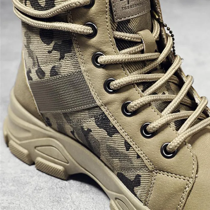 High cut camo boots for men | Front lace destert combat boots