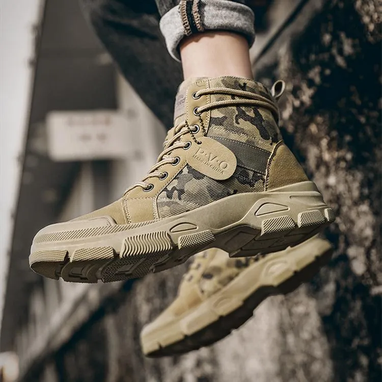 High cut camo boots for men | Front lace destert combat boots