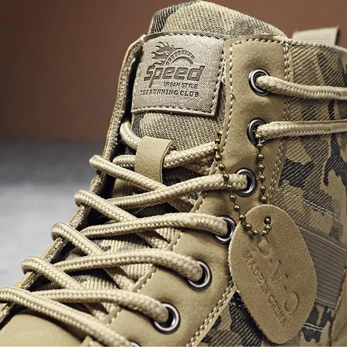 High cut camo boots for men | Front lace destert combat boots