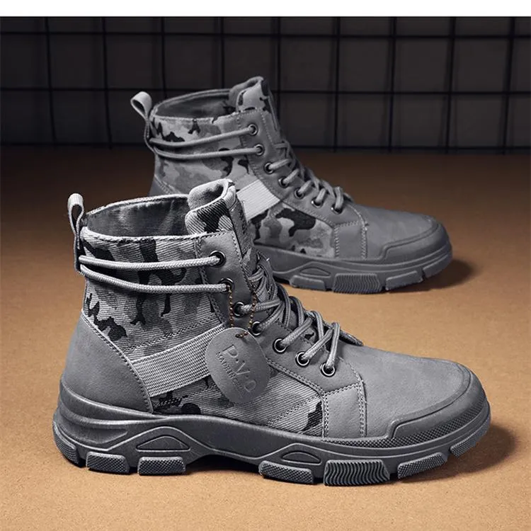 High cut camo boots for men | Front lace destert combat boots