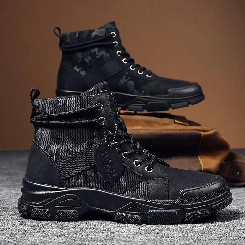 High cut camo boots for men | Front lace destert combat boots