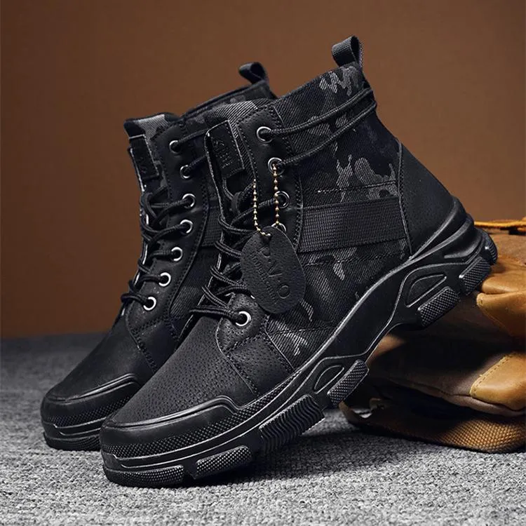 High cut camo boots for men | Front lace destert combat boots