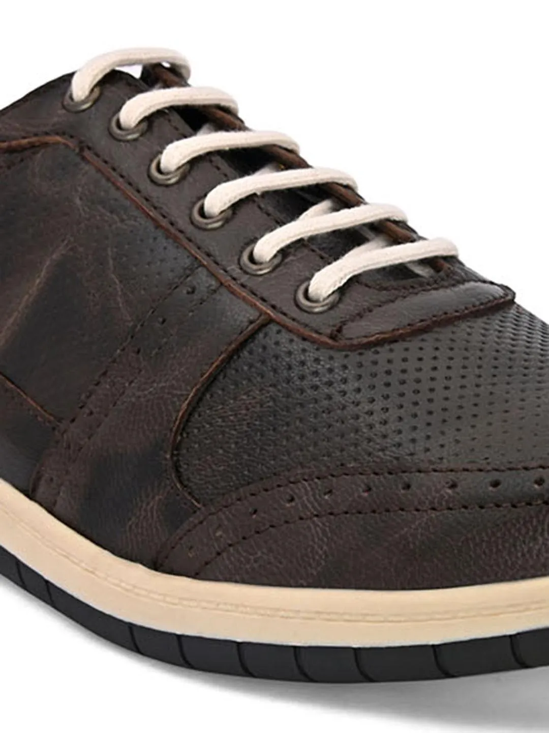 Hydes N Hues Men Brown Leather Sneakers