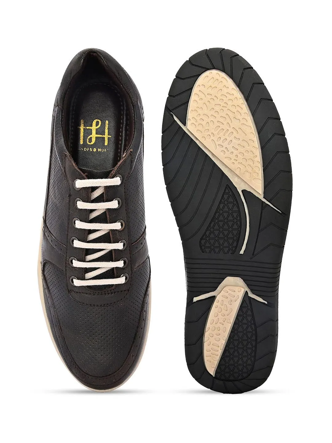 Hydes N Hues Men Brown Leather Sneakers