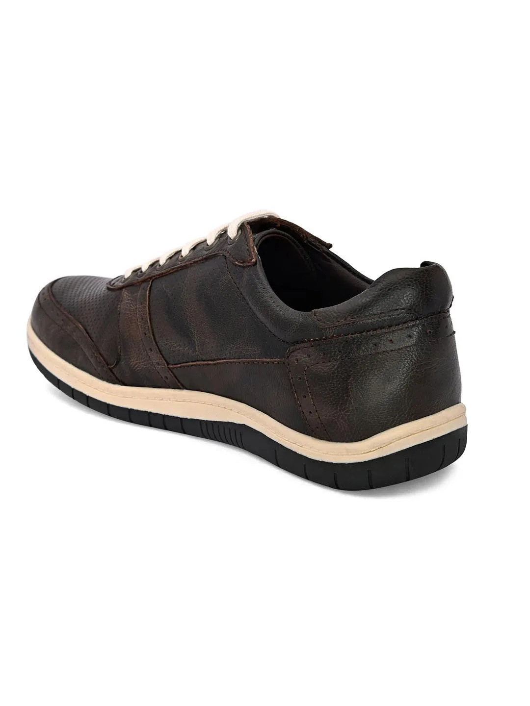 Hydes N Hues Men Brown Leather Sneakers