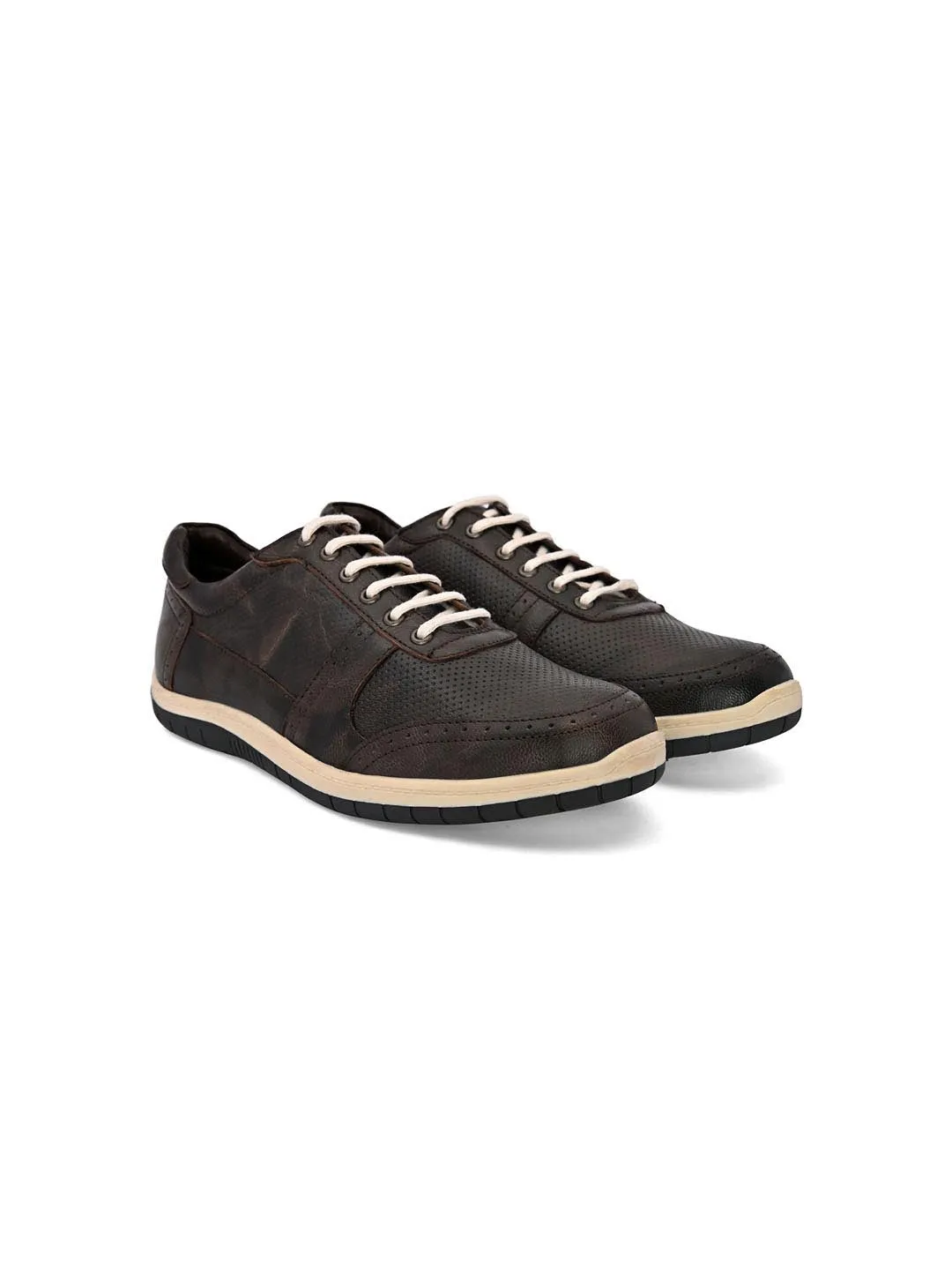 Hydes N Hues Men Brown Leather Sneakers