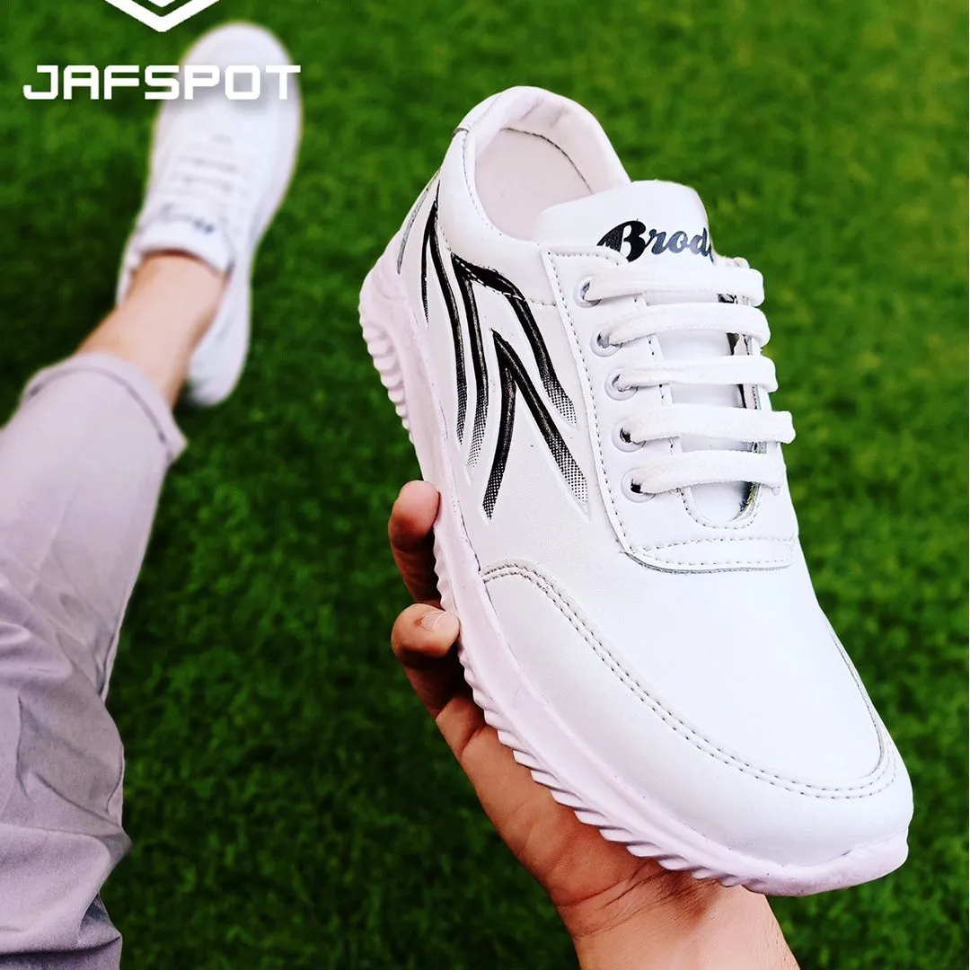 Jaf Spot Running Sneakers- white with black lines