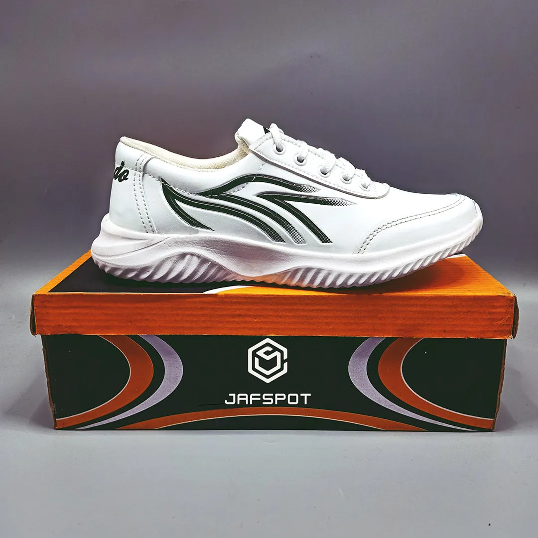 Jaf Spot Running Sneakers- white with black lines