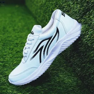 Jaf Spot Running Sneakers- white with black lines