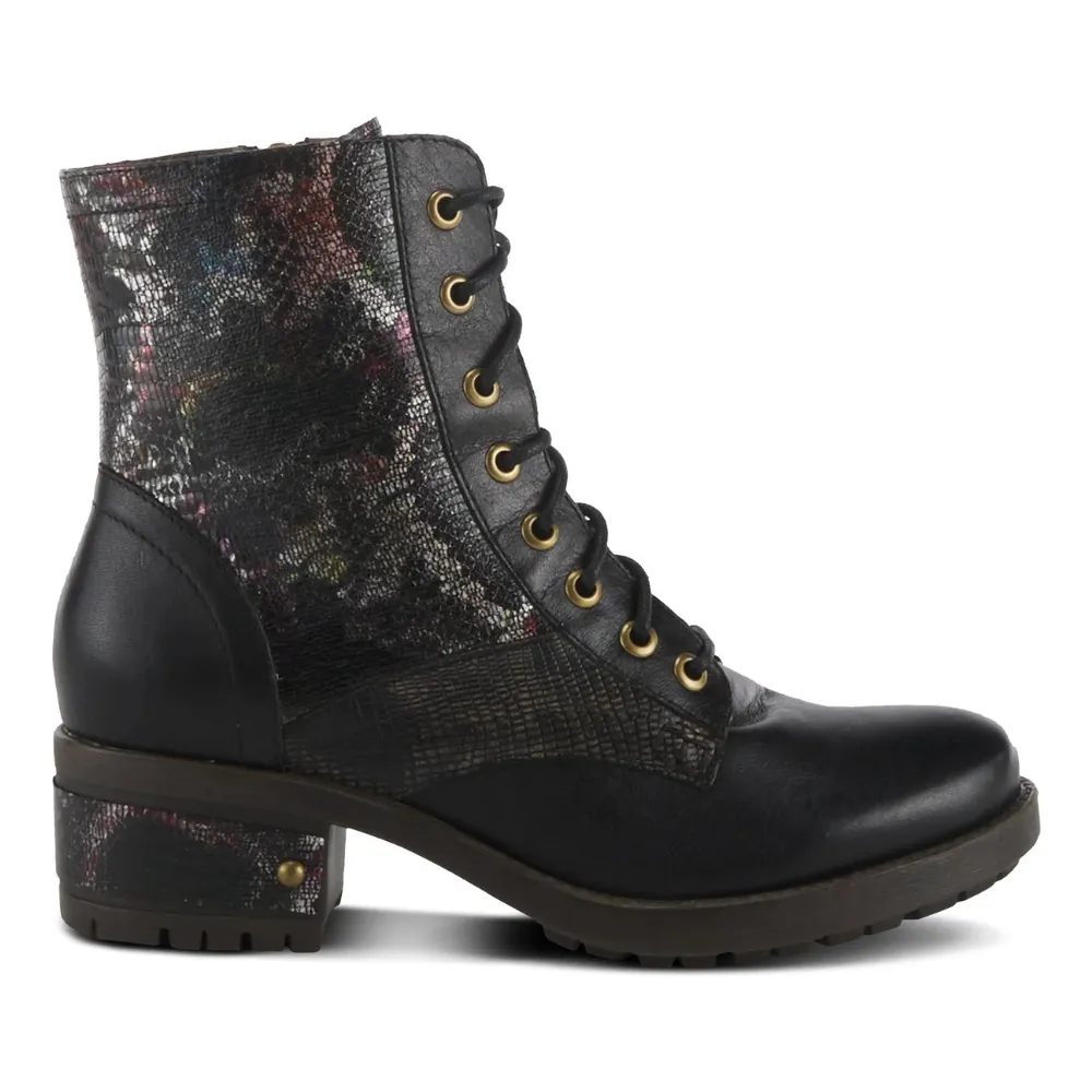 L'artiste By Spring Step Marty-Met Black Multi Leather Boot (Women's)