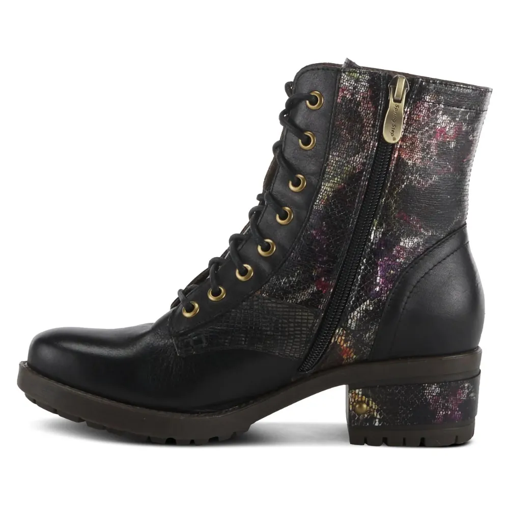 L'artiste By Spring Step Marty-Met Black Multi Leather Boot (Women's)