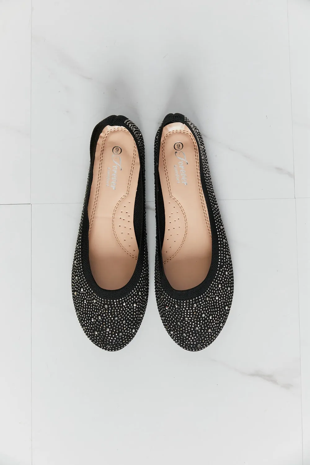 LAST ONE sz 6 Shining Star Rhinestone Flats in Black